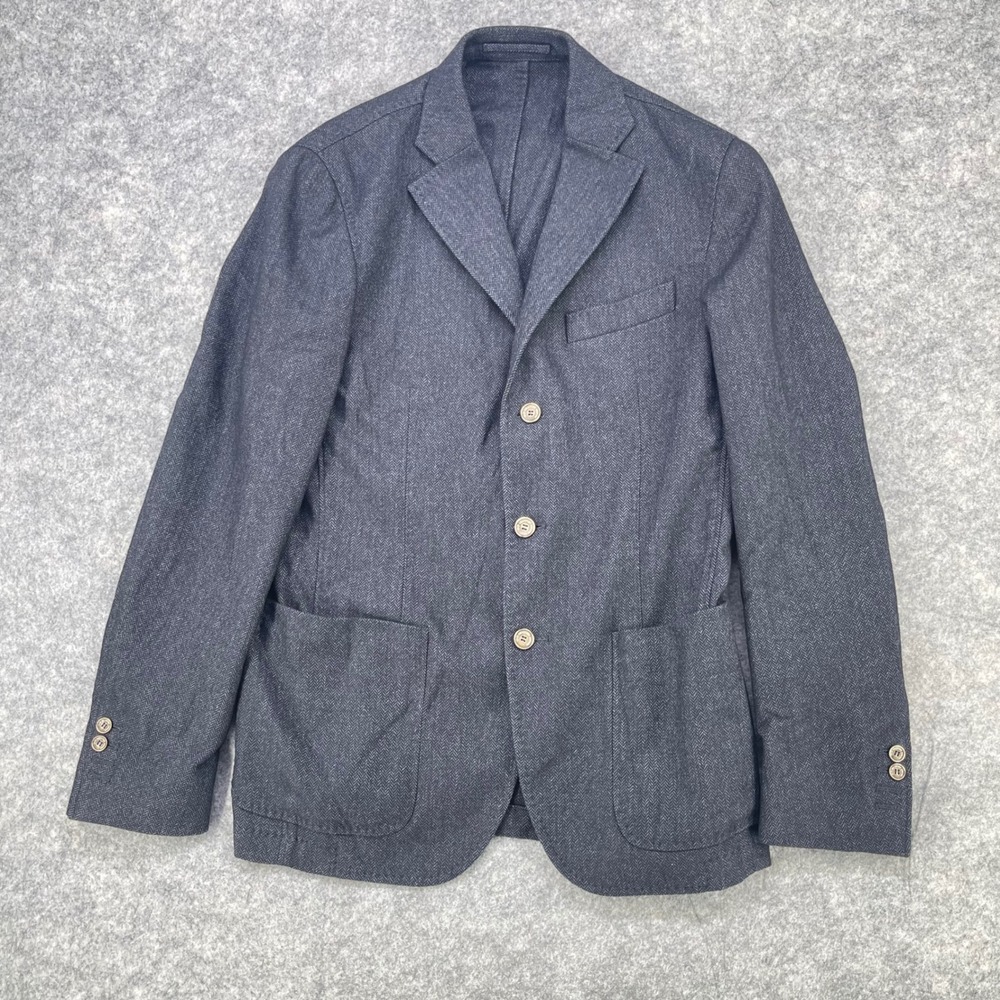 Corneliani CC Collection Blazer Men US 40R EU50 Gray Herringbone Wool Blend Coat